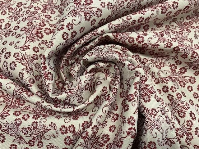Brocade fabric, jacqard fabric, decoration fabric, GARNET / RAW flower fabric, craft fabric, fabrics by the meter, 1 meter x 140 cm