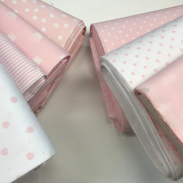 tissus piqués, tissus en coton, tissu PIQUE DE CANUTILLO avec imprimé rose, 1 mètre x 160 cm, 100% coton, tissus pour enfants