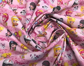 PINYPON fabric, children's fabrics, 1 meter x 140 cms, PERTEX textile, poplin 100% cotton