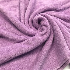 Spugna, colore lilla, spugna, 100% cotone, accappatoi, fasciatoi, tessuto al metro, 1 metro x 160 cm