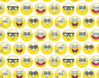 SPONGEBOB fabric EMOTICONS 100% poplin cotton, fabrics per meter, cotton fabrics for crafts and labor, pertex textile