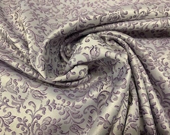 Brocade fabric, jacqard fabric, decoration fabric, MAUVE / RAW flower fabric, craft fabric, fabrics by the meter, 1 meter x 140 cm