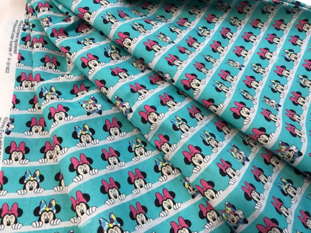 Disney Fabric Minnie Fabric With Bows 100 Poplin Cotton Etsy