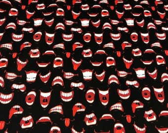 cotton fabrics, RED MOUTH fabrics, fabrics per meter, poplin 100% cotton, craft fabrics