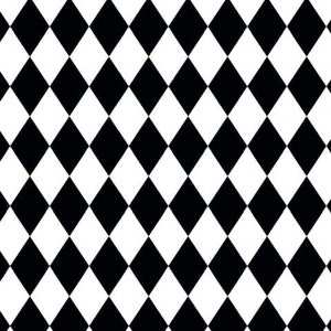 Peut inclure: Un motif en damier noir et blanc avec des formes de diamants noires et blanches alternées.