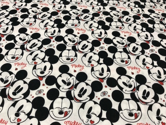 Disney stoffen, zwart en witte MICKEY MOUSE stof, kinderstoffen, 100% katoenen stoffen, stoffen per meter