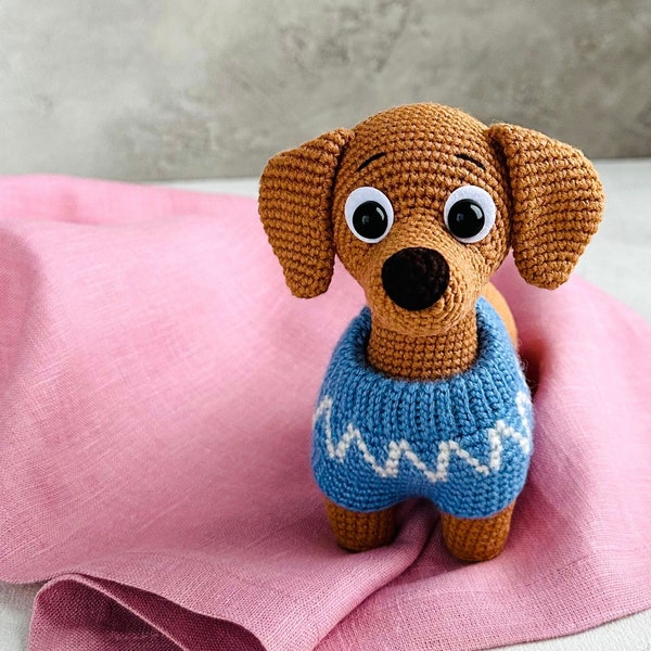 Crochet pattern Dog Dachshund, Easy crochet pattern toy Puppy Dachshund, Amigurumi crochet pattern PDF file, Amigurumi pattern animals