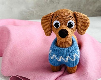 Crochet pattern Dog Dachshund, Easy crochet pattern toy Puppy Dachshund, Amigurumi crochet pattern PDF file, Amigurumi pattern animals