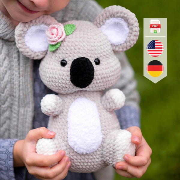 Crochet pattern Koala, Easy crochet pattern toy Koala, Amigurumi PDF crochet pattern, Amigurumi pattern animals