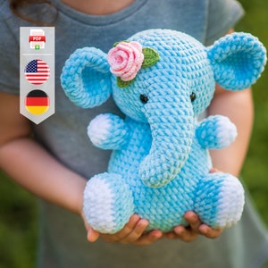 Crochet pattern Elephant, Easy crochet pattern toy Elephant, Amigurumi PDF crochet pattern, Amigurumi pattern animals