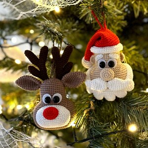 Crochet Pattern Christmas Decorations Tree Toy Santa and Rudolf, Easy ...