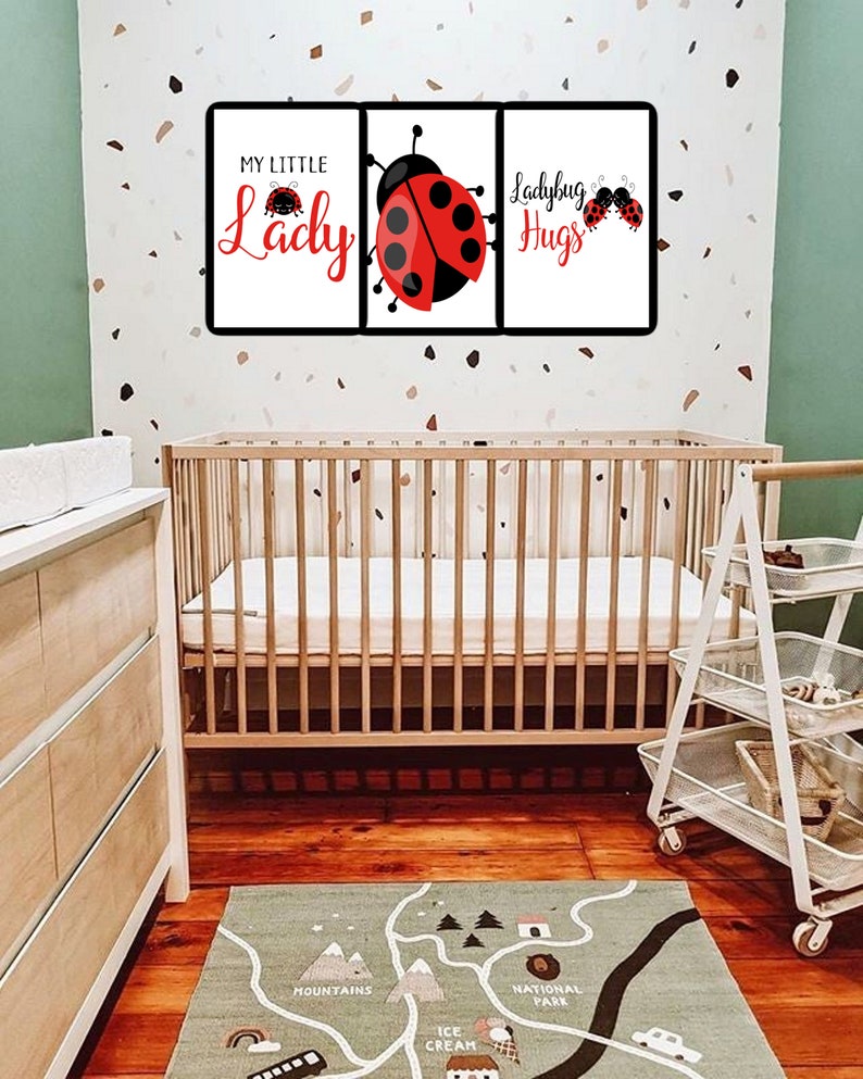 Ladybug Wall Art Little Girl Wall Decor Ladybug Printables Etsy