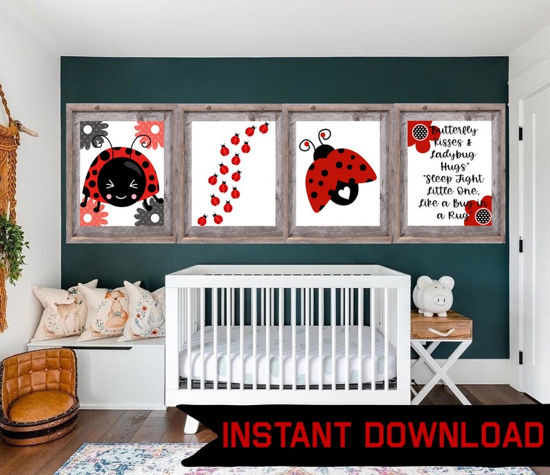 Ladybug Wall Art Ladybug Nursery Lady bug Bedroom Girls Etsy
