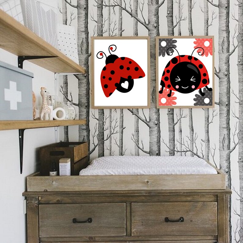 Lady Bug Wall Hangings Nursery Wall Decor Baby Shower Gift Etsy