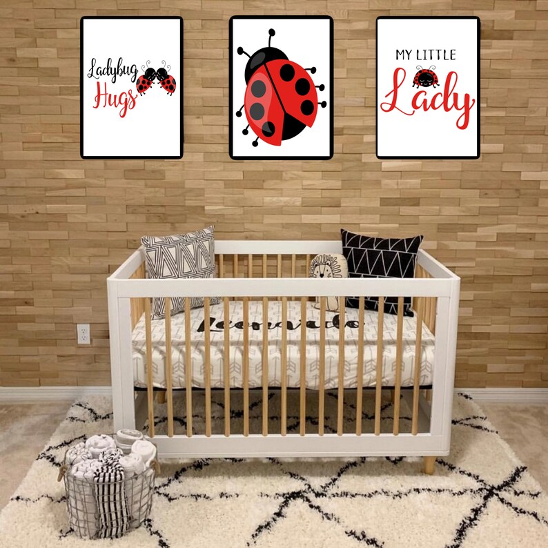 Ladybug Wall Art Little Girl Wall Decor Ladybug Printables Etsy