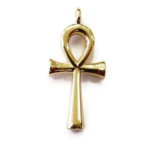 14K Yellow Gold Ankh Cross Egyptian Cross Of Life Charm Necklace Pendant