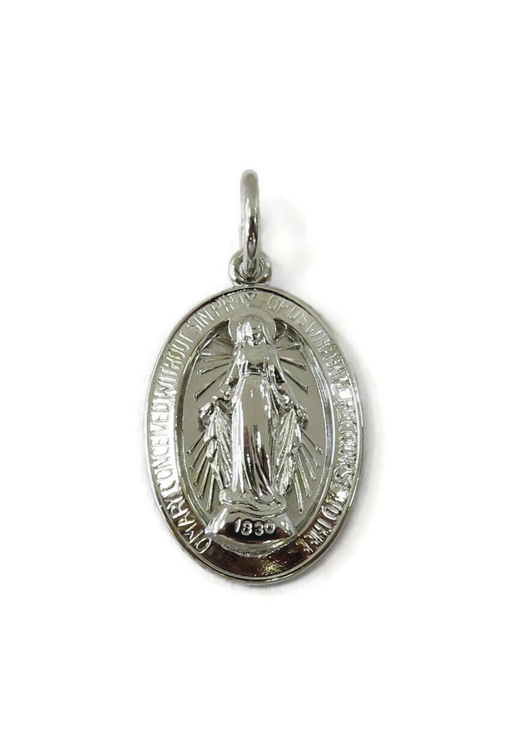 Sterling Silver 0.925 Oval Miraculous Virgin Mary Medal Necklace ...