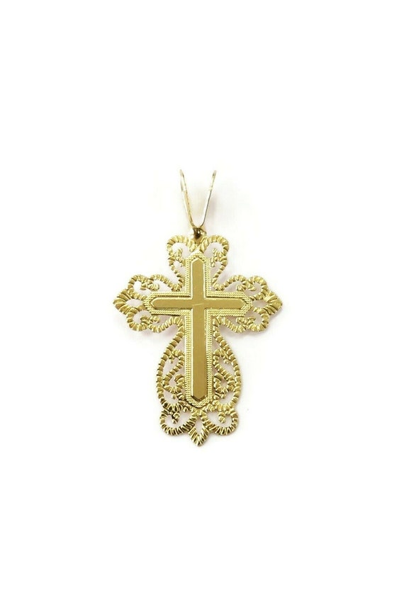 14K Solid Yellow Gold Cross Pendant Necklace - Classic Crucifix Charm For Men & Women