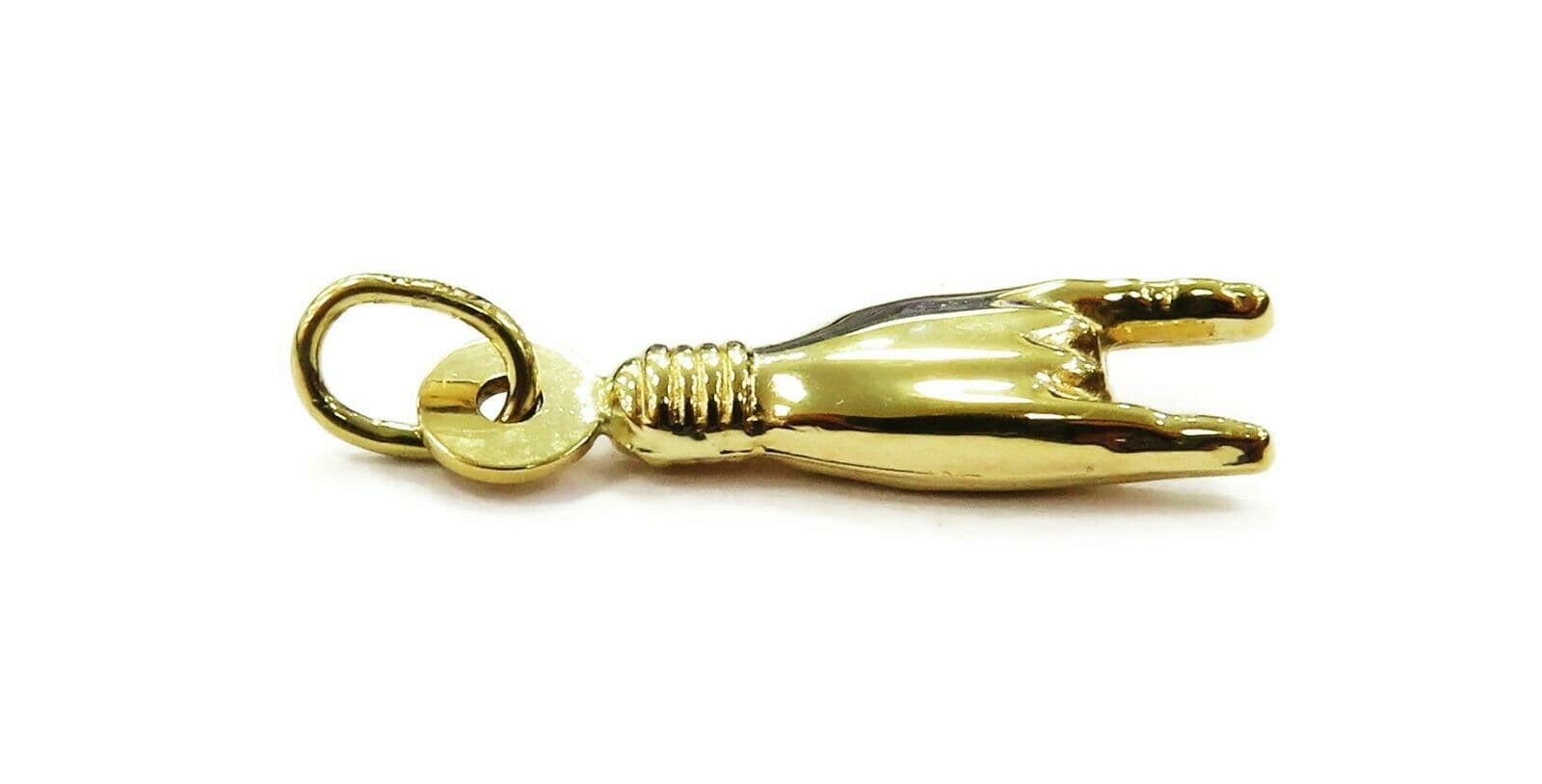 10K Yellow Gold Italian Good Luck Mano Cornuto Hand Charm Etsy