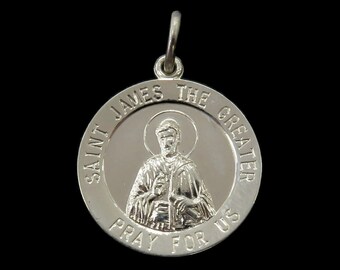 Sterling Silber 0.925 Saint James The Greatest Medal Halskette Anhänger Charm