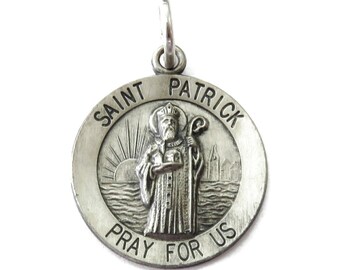 Sterling Silber 0,925 Saint Patrick Medaille Halskette Anhänger Charme