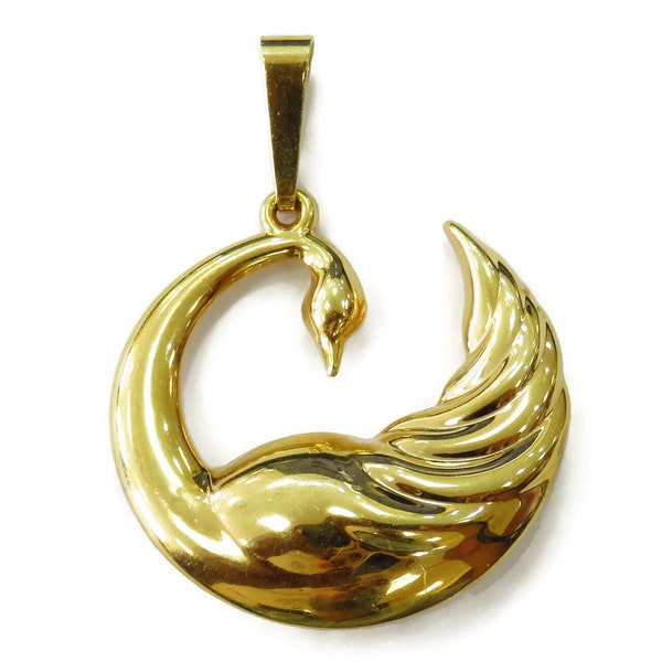 18K geelgouden zwaan charme ketting hanger ~ 1.9g