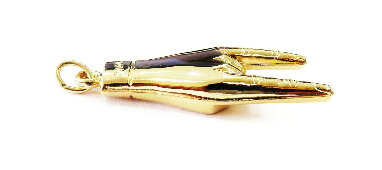 14K Yellow Gold Italian Good Luck Mano Cornuto Love Hand Charm Etsy Australia