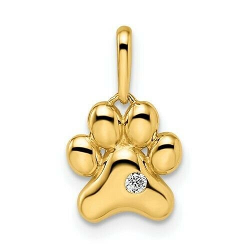 Dainty Paw Print Necklace in Solid Gold 10K 14K or 18K Etsy