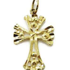 10K Gelbgold Kreuz Kruzifix Charm Halskette Anhänger 0,8 g