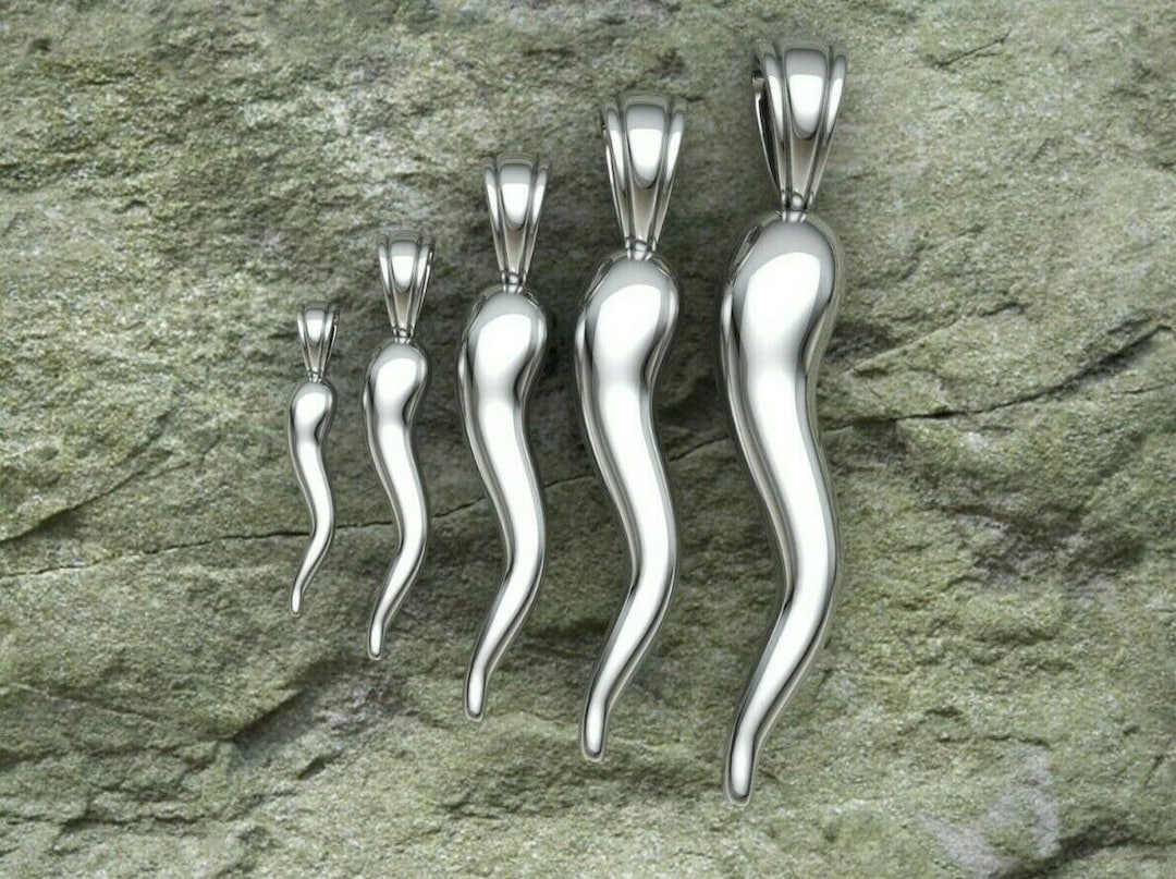 Sterling Silver 0.925 Solid Italian Horn Cornicello Charm Pendant