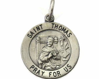 Sterling Silber 0,925 Saint Thomas Medal Halskette Anhänger Charm