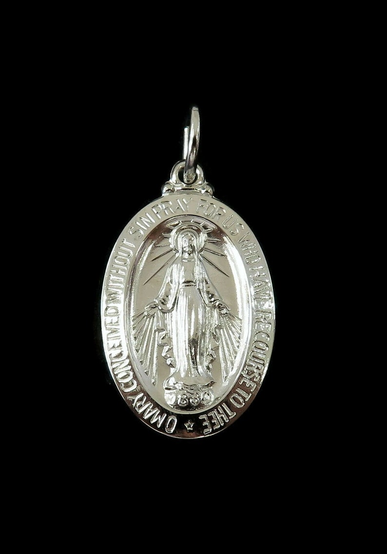 Sterling Silver 0.925 Oval Miraculous Virgin Mary Medal - Etsy