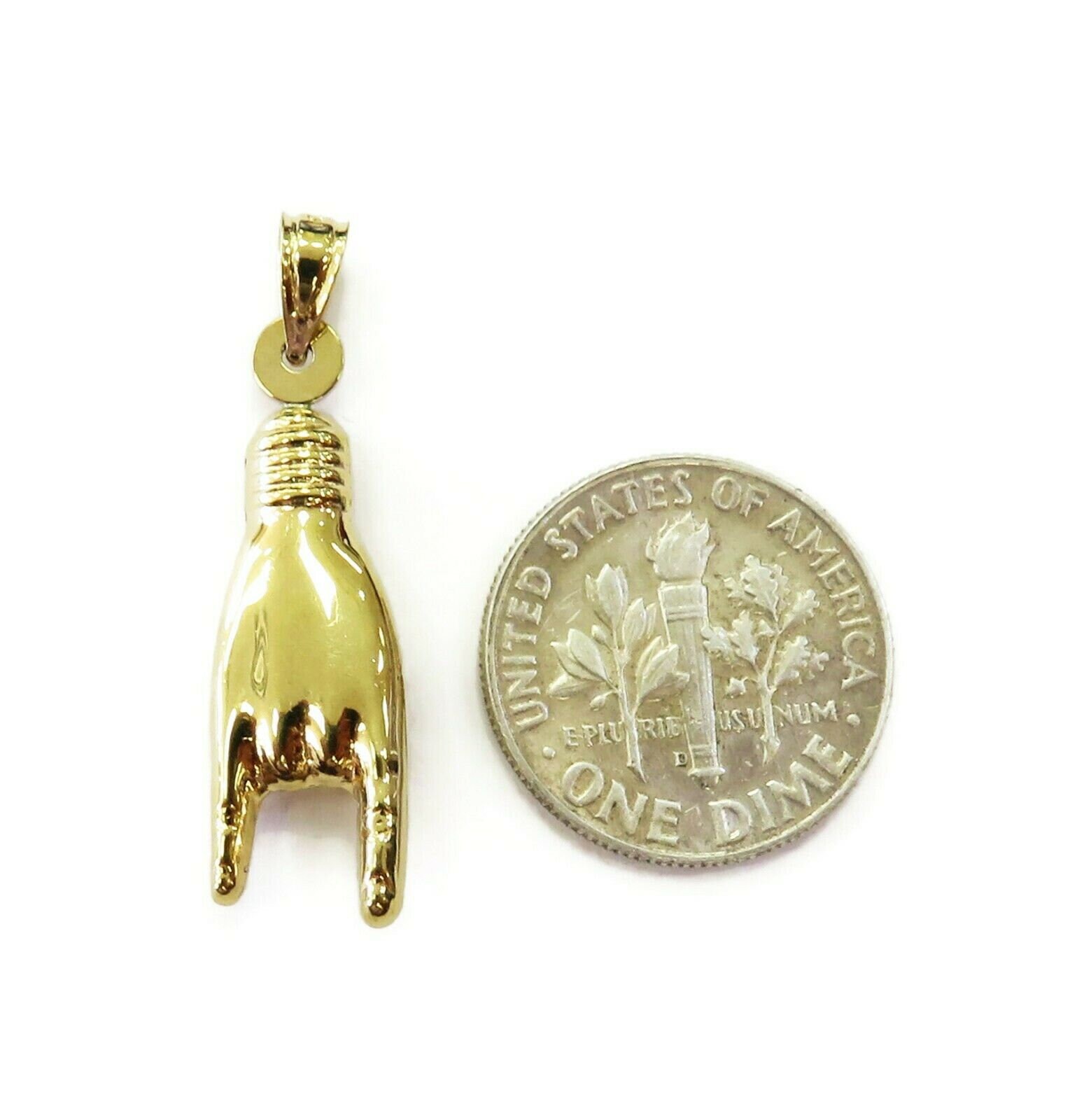 10K Yellow Gold Italian Good Luck Mano Cornuto Hand Charm Etsy