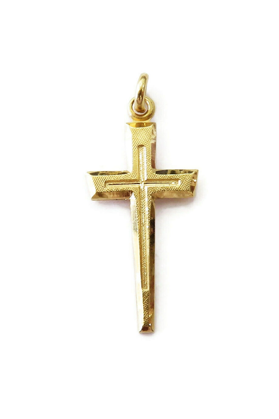 14K Yellow Gold Cross Crucifix Charm Necklace Pendant 1.1g - Etsy