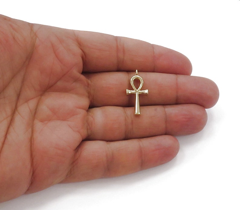 14K Yellow Gold Ankh Cross Egyptian Cross Of Life Charm | Etsy