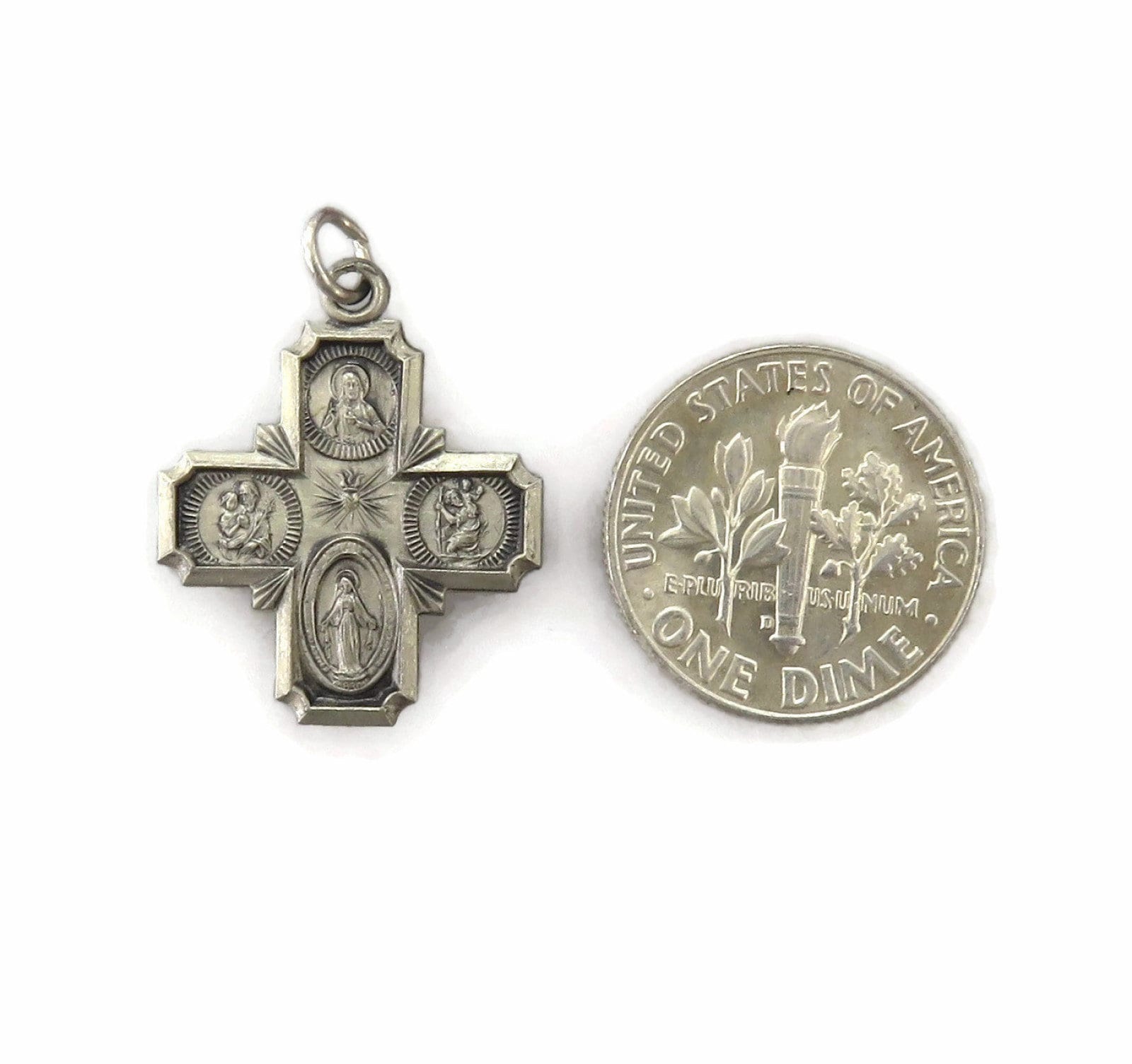 Sterling Silver 0.925 Four 4 - Way Medal Cross Crucifix I Am a Catholic ...