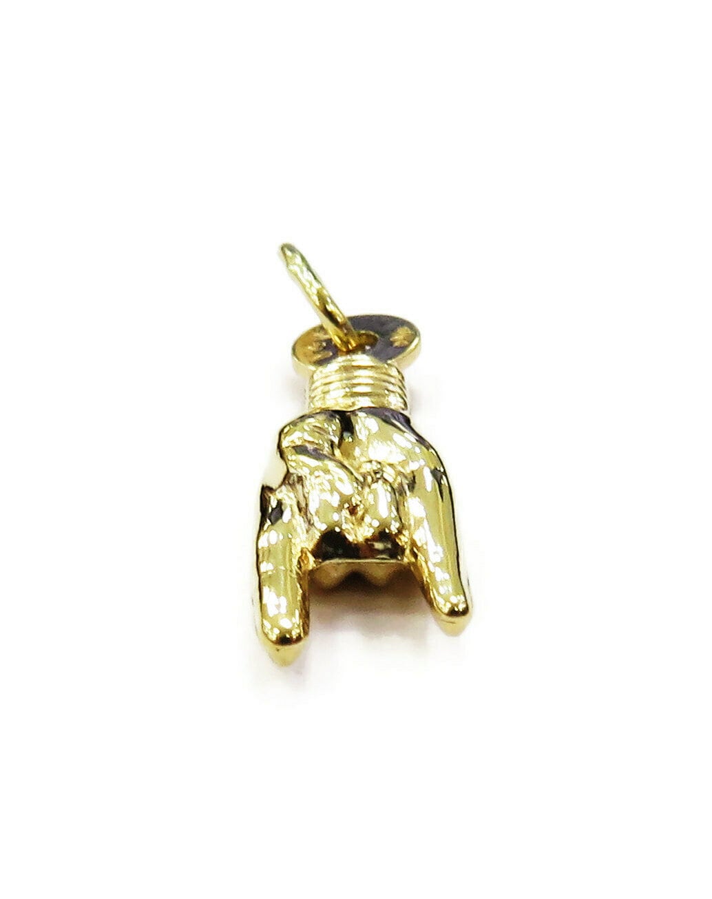 10K Yellow Gold Italian Good Luck Mano Cornuto Hand Charm Etsy