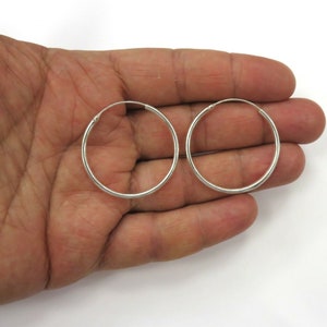 Sterling Silber 0,925 Reifen 2,0 mm breit Silber endlose nhoop Huggie Ohrringe