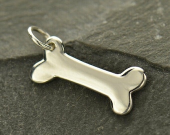 Sterling Silver 0.925 Dog Bone Necklace Pendant Charm