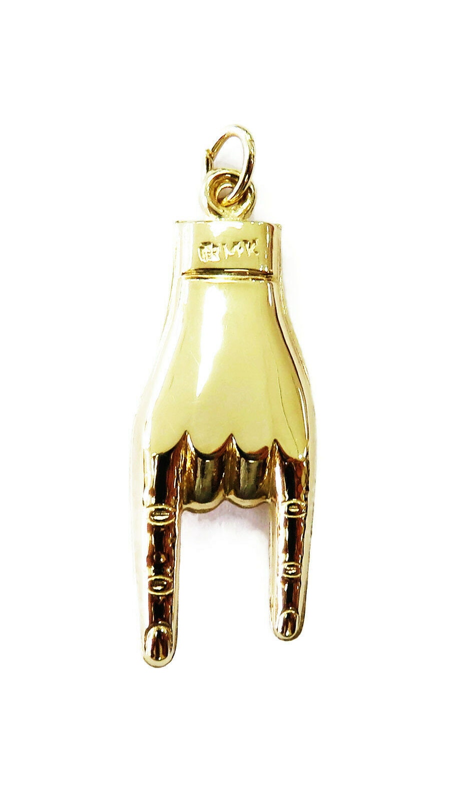 14K Yellow Gold Italian Good Luck Mano Cornuto Love Hand Charm Etsy