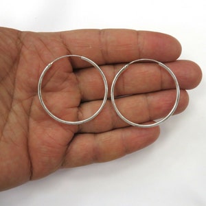 Sterling Silver 0.925 Hoops 2.00 mm Wide Silver Endless Hoop Huggie Earrings