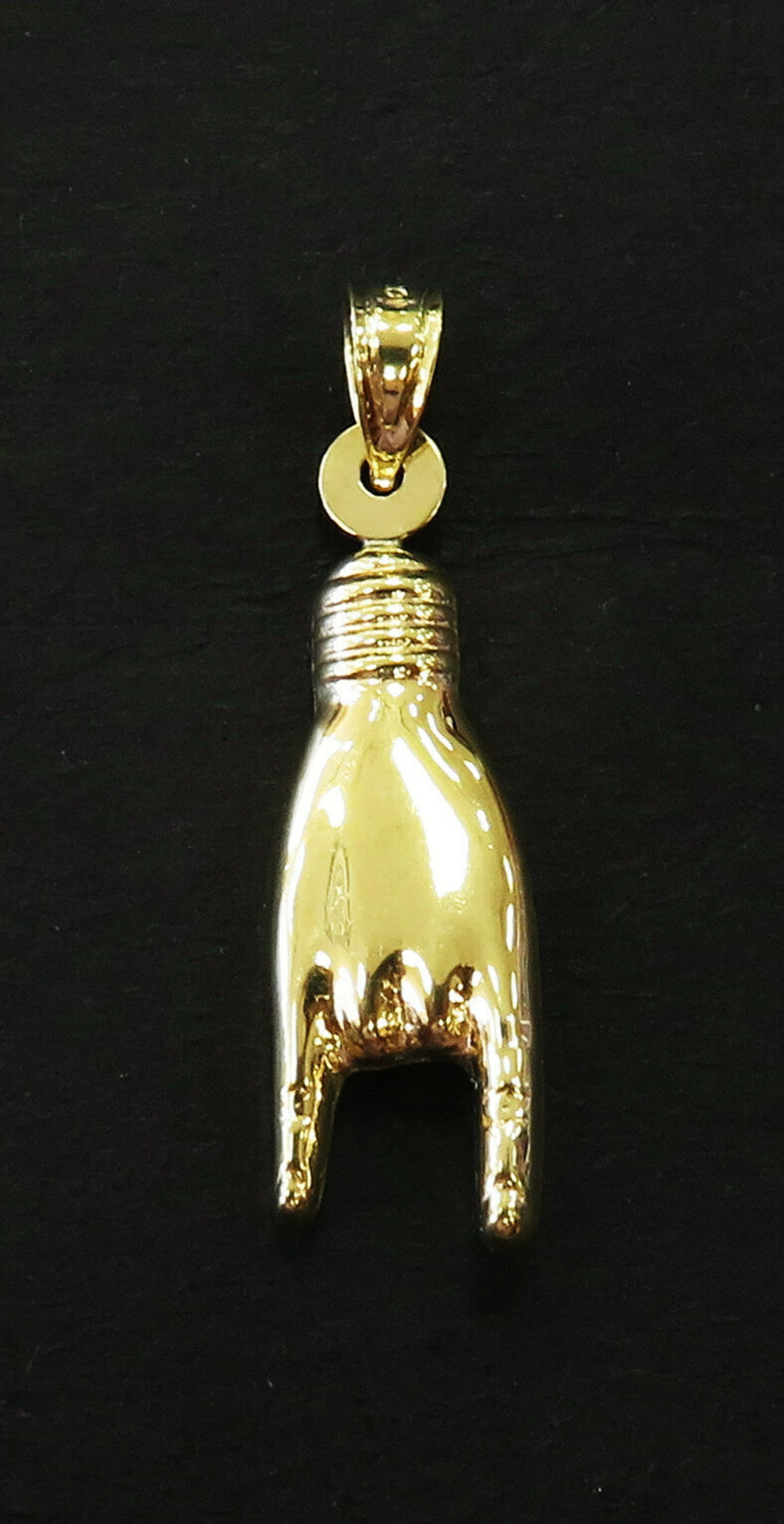 10K Yellow Gold Italian Good Luck Mano Cornuto Hand Charm Etsy Polska
