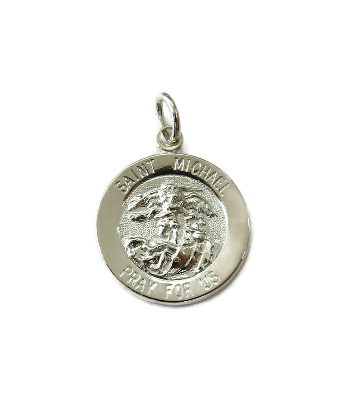 Sterling Silver 0.925 Saint St Michael Archangel Medal Necklace Pendant ...