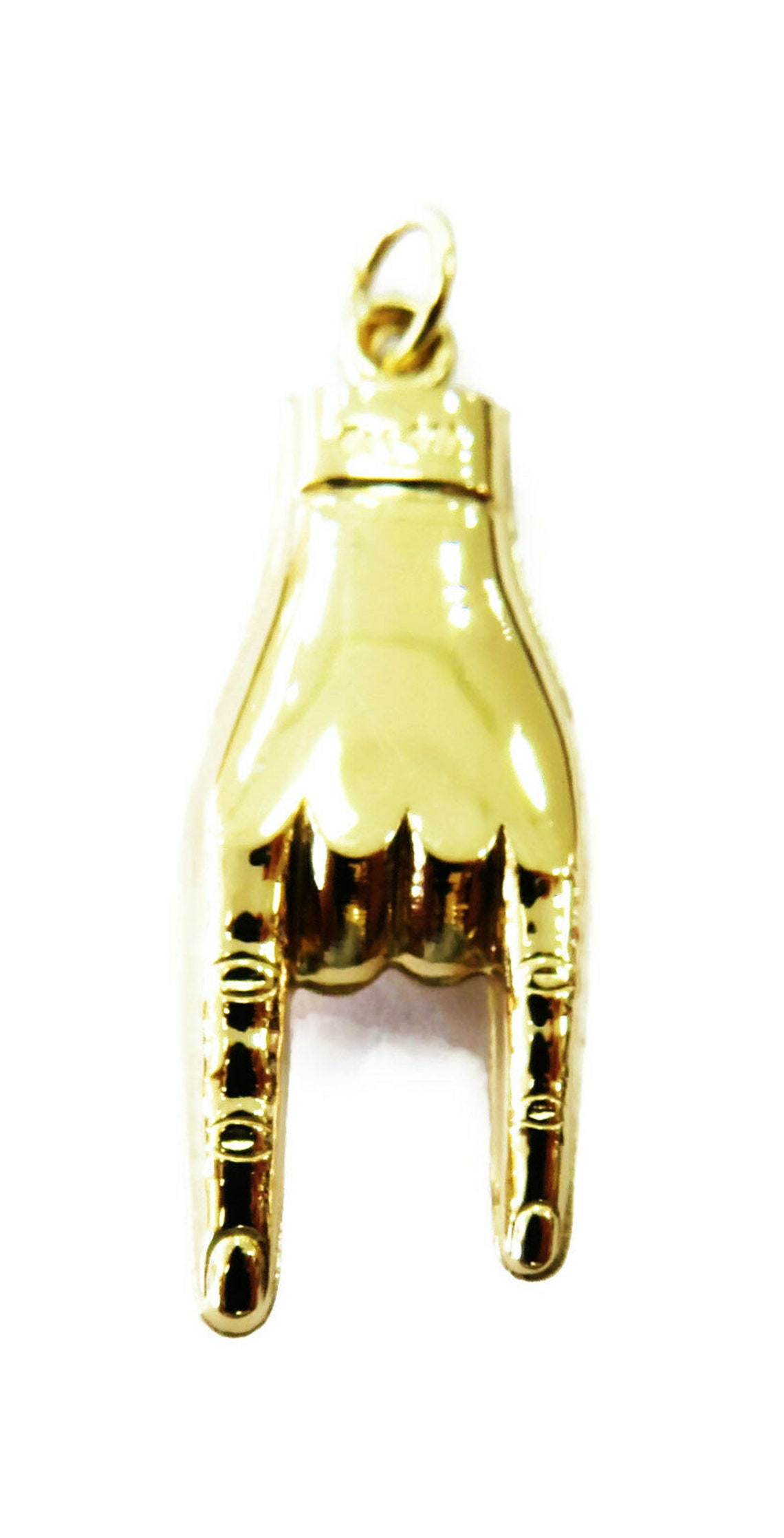 14K Yellow Gold Italian Good Luck Mano Cornuto Love Hand Charm Etsy Australia