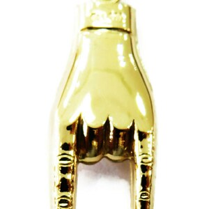 14K Yellow Gold Mano Cornuto Hand Charm Pendant - Good Luck Sign, Handmade In USA