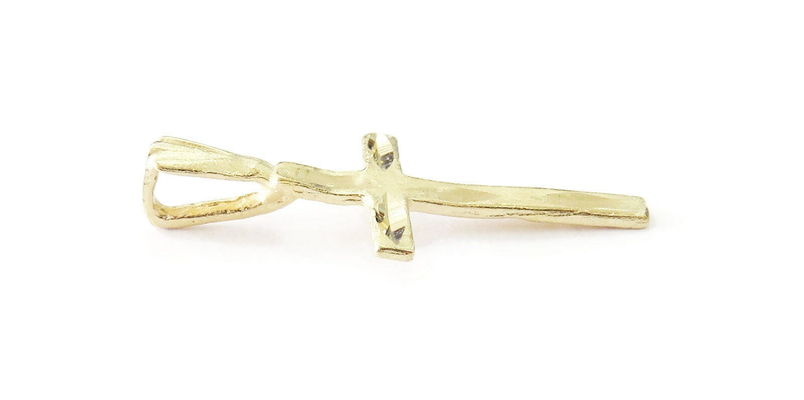 14K Gelbgold Kreuz Kruzifix Charm Halskette Anhänger 0,4 G