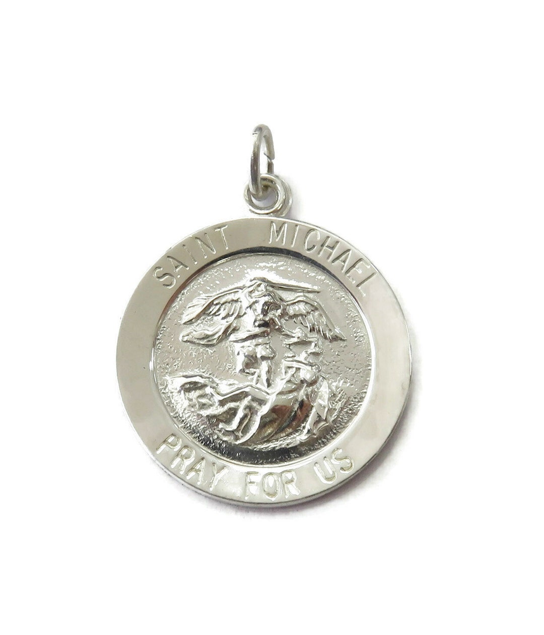 Sterling Silver 0.925 Saint St Michael Archangel Medal Necklace Pendant ...