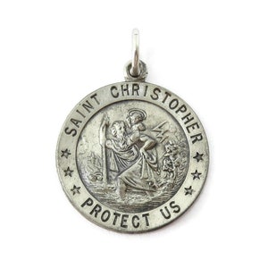 Sterling Silber 0,925 Heiliger St Christopher Medaille Halsketten-Anhänger-Charme