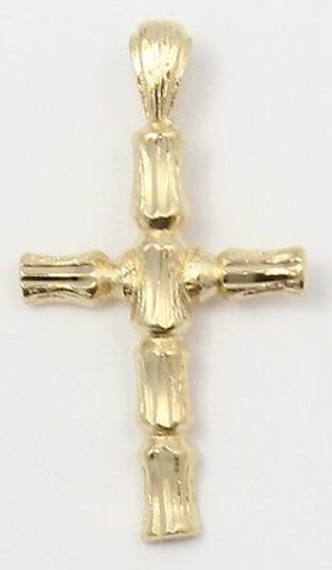 14k Yellow Gold Diamond Cut Unique Cross Necklace Pendant - Etsy