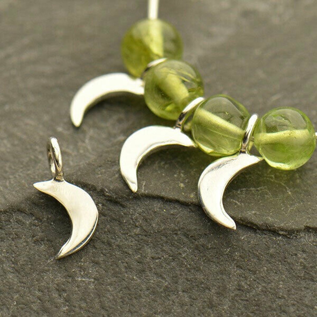 Sterling Silver 0.925 Tiny Crescent Moon Dangle Necklace Pendant Charm ...